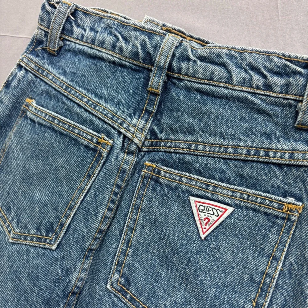Vintage Guess USA Denim Mini Skirt High Waisted Medium Wash Blue Size‎ 12 Girls